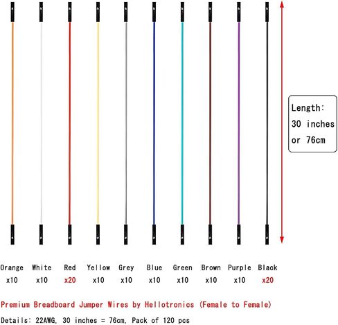 Breadboard Jumper Wires 22AWG Male to Male 120-Pack More Red and Black Jumpers 6'' Length Square Head 0.1'' 10 Colors for Raspberry Pi (15CM, M/M) in Kuwait