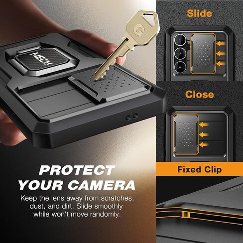 حافظة TONGATE لهاتف Samsung Galaxy S24 Plus، مع واقي شاشة من الزجاج المقوى، حماية كاملة للجسم من الدرجة العسكرية مقاومة للصدمات S24+ Plus مع غطاء كاميرا منزلق ومسند حلقي، أسود in Kuwait