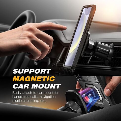 حافظة TONGATE لهاتف Samsung Galaxy S24 Plus، مع واقي شاشة من الزجاج المقوى، حماية كاملة للجسم من الدرجة العسكرية مقاومة للصدمات S24+ Plus مع غطاء كاميرا منزلق ومسند حلقي، أسود in Kuwait