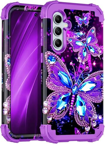 Miqala for Galaxy A55 5G/A35 5G Case,Glow in The Dark Three Layer Heavy Duty Shockproof Full Protection Hard Plastic Bumper+Soft Silicone Protective Case for Samsung Galaxy A55/A35 5G 2024,Purple in Saudi Arabia