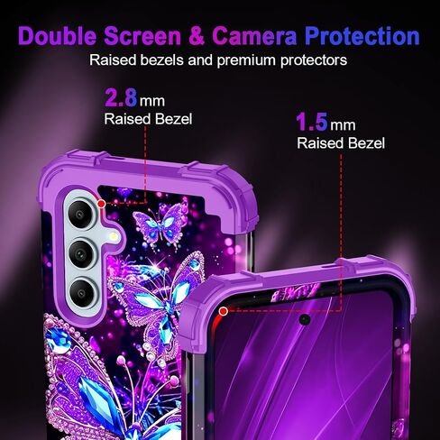 Miqala for Galaxy A55 5G/A35 5G Case,Glow in The Dark Three Layer Heavy Duty Shockproof Full Protection Hard Plastic Bumper+Soft Silicone Protective Case for Samsung Galaxy A55/A35 5G 2024,Purple in Saudi Arabia