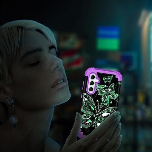 Miqala for Galaxy A55 5G/A35 5G Case,Glow in The Dark Three Layer Heavy Duty Shockproof Full Protection Hard Plastic Bumper+Soft Silicone Protective Case for Samsung Galaxy A55/A35 5G 2024,Purple in Saudi Arabia