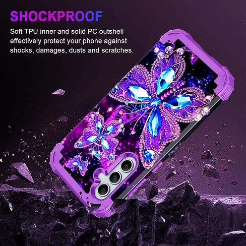 Miqala for Galaxy A55 5G/A35 5G Case,Glow in The Dark Three Layer Heavy Duty Shockproof Full Protection Hard Plastic Bumper+Soft Silicone Protective Case for Samsung Galaxy A55/A35 5G 2024,Purple in Saudi Arabia