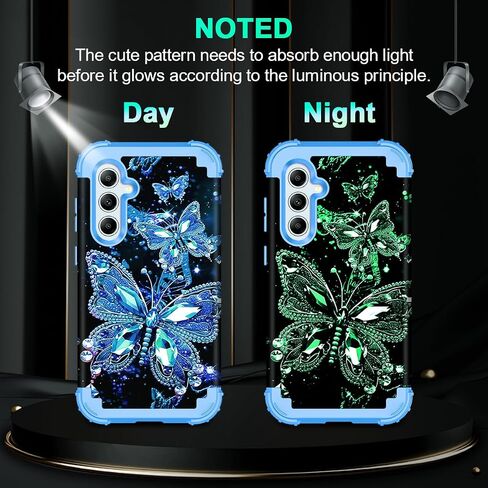 Miqala for Galaxy A55 5G/A35 5G Case,Glow in The Dark Three Layer Heavy Duty Shockproof Full Protection Hard Plastic Bumper+Soft Silicone Protective Case for Samsung Galaxy A55/A35 5G 2024,Purple in Saudi Arabia