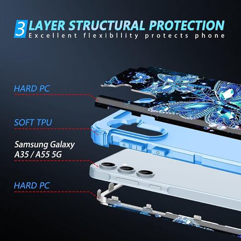 Miqala for Galaxy A55 5G/A35 5G Case,Glow in The Dark Three Layer Heavy Duty Shockproof Full Protection Hard Plastic Bumper+Soft Silicone Protective Case for Samsung Galaxy A55/A35 5G 2024,Purple in Saudi Arabia