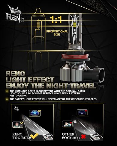 مصابيح الإضاءة RENO H4 9003، H4 9003 Bulb12000LM 6500K لمبة إضاءة HB2 بيضاء مطورة، 1:1 استبدال الهالوجين بأضواء التوصيل والتشغيل صغيرة الحجم، حزمة من 2 in Kuwait