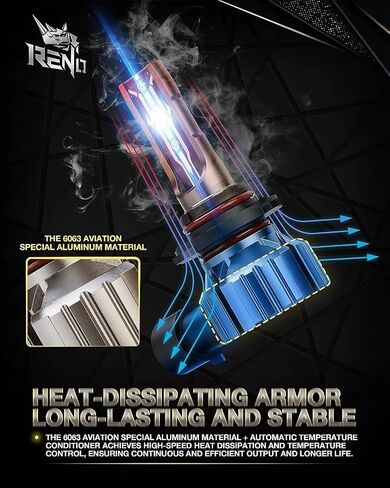 مصابيح الإضاءة RENO H4 9003، H4 9003 Bulb12000LM 6500K لمبة إضاءة HB2 بيضاء مطورة، 1:1 استبدال الهالوجين بأضواء التوصيل والتشغيل صغيرة الحجم، حزمة من 2 in Kuwait