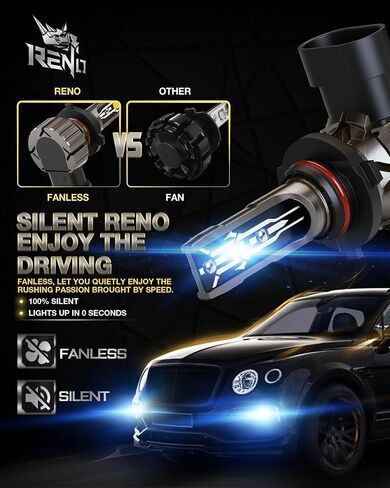 مصابيح الإضاءة RENO H4 9003، H4 9003 Bulb12000LM 6500K لمبة إضاءة HB2 بيضاء مطورة، 1:1 استبدال الهالوجين بأضواء التوصيل والتشغيل صغيرة الحجم، حزمة من 2 in Kuwait