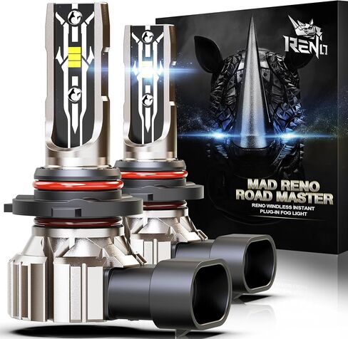 مصابيح الإضاءة RENO H4 9003، H4 9003 Bulb12000LM 6500K لمبة إضاءة HB2 بيضاء مطورة، 1:1 استبدال الهالوجين بأضواء التوصيل والتشغيل صغيرة الحجم، حزمة من 2 in Kuwait