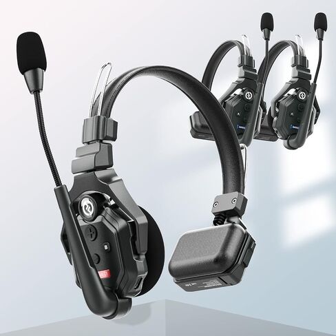 Hollyland Solidcom C1 Full-Duplex 2 Users Wireless Headset Intercom System 1100ft Single Ear Headset Headphone Microphone with 4 Batteries & Replaceable Earpads in Saudi Arabia