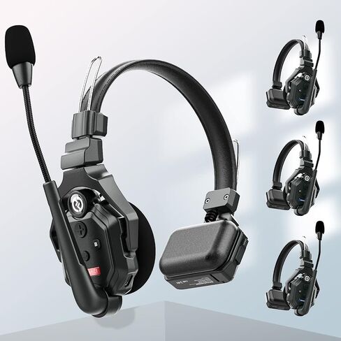 Hollyland Solidcom C1 Full-Duplex 2 Users Wireless Headset Intercom System 1100ft Single Ear Headset Headphone Microphone with 4 Batteries & Replaceable Earpads in Saudi Arabia