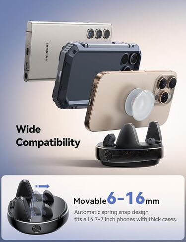 JOYROOM Car Phone Holder, [Adjustable Spring Design] Dashboard Cell Phone Holder with Non-slip Silicone, 360°Rotatable & Vertical 30°Adjustable Phone Mount for Car, Fit for All Smartphones, Phone Grip in Saudi Arabia