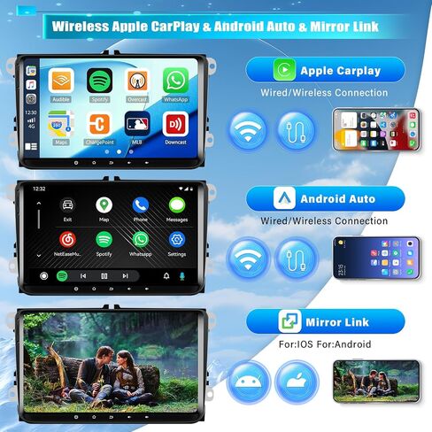 ستيريو سيارة 2+64G Android 13 لسيارة VW Passat Jetta Seat Golf Skoda Polo Tiguan Beetle، شاشة لمس 9 بوصة راديو السيارة اللاسلكي CarPlay Android Auto Bluetooth WiFi FM RDS SWC HiFi EQ + كاميرا احتياطية in Saudi Arabia