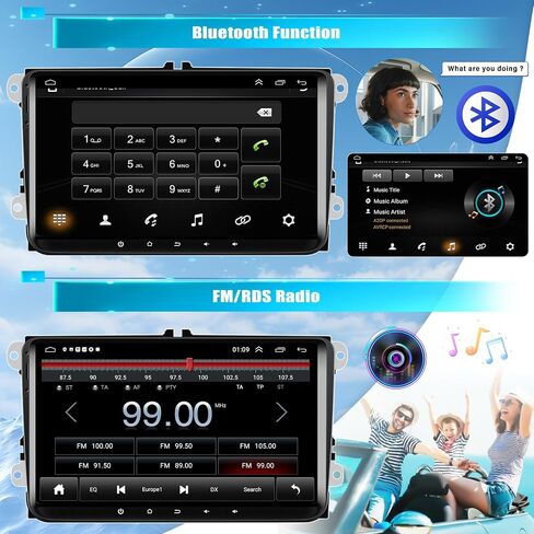 ستيريو سيارة 2+64G Android 13 لسيارة VW Passat Jetta Seat Golf Skoda Polo Tiguan Beetle، شاشة لمس 9 بوصة راديو السيارة اللاسلكي CarPlay Android Auto Bluetooth WiFi FM RDS SWC HiFi EQ + كاميرا احتياطية in Saudi Arabia