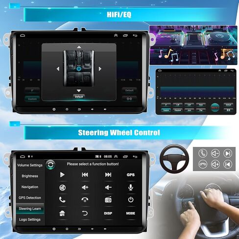 ستيريو سيارة 2+64G Android 13 لسيارة VW Passat Jetta Seat Golf Skoda Polo Tiguan Beetle، شاشة لمس 9 بوصة راديو السيارة اللاسلكي CarPlay Android Auto Bluetooth WiFi FM RDS SWC HiFi EQ + كاميرا احتياطية in Saudi Arabia