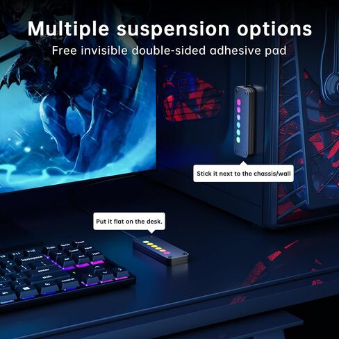 Desktop Computer Power Switch with Touch Sliding, External Remote Start PC Motherboard Power On Off Switch 2M Length Cable,RGB LED Light-MM8 in Kuwait