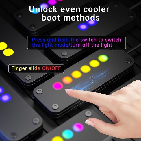 Desktop Computer Power Switch with Touch Sliding, External Remote Start PC Motherboard Power On Off Switch 2M Length Cable,RGB LED Light-MM8 in Kuwait