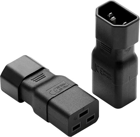 JSADZKJ IEC320 C14 to C19 Power Port Adapter 10A 250V C14 Plug to C19 Socket Server Power Connector 3Pin C14 to C19 AC Interface Extender, for PDU UPS Computer Monitor Appliance in Saudi Arabia