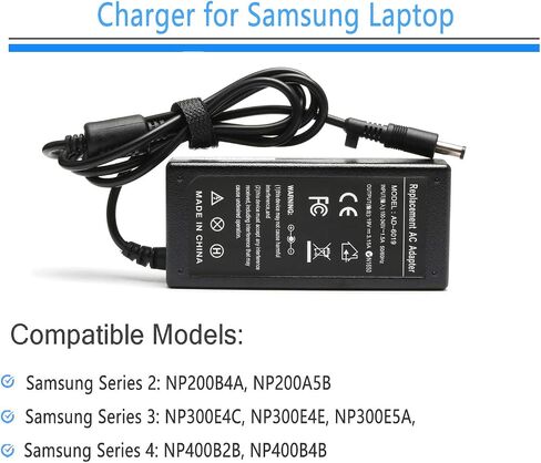 60W Laptop Charger for Samsung AD-6019R, CPA09-004A, NP300E4C, NP300E5C, NP470R5E, NP270E4E, NP270E5E, RV510, RV515, RV520, R540E, R730, R430, R480, R580, RV511 Power Supply Cord in Saudi Arabia