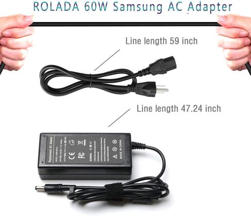 60W Laptop Charger for Samsung AD-6019R, CPA09-004A, NP300E4C, NP300E5C, NP470R5E, NP270E4E, NP270E5E, RV510, RV515, RV520, R540E, R730, R430, R480, R580, RV511 Power Supply Cord in Saudi Arabia