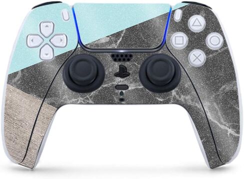 MightySkins Glossy Glitter Gaming Skin for PS5 / Playstation 5 Controller - Wood and Marble | Durable High-Gloss Glitter Finish | Easy to Apply and Change Style | Made in The USA in Saudi Arabia