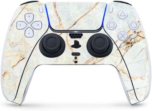 MightySkins Glossy Glitter Gaming Skin for PS5 / Playstation 5 Controller - Wood and Marble | Durable High-Gloss Glitter Finish | Easy to Apply and Change Style | Made in The USA in Saudi Arabia