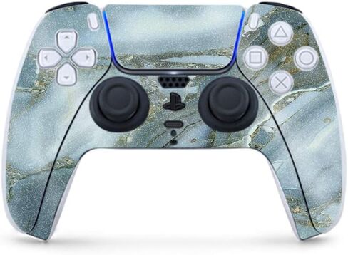 MightySkins Glossy Glitter Gaming Skin for PS5 / Playstation 5 Controller - Wood and Marble | Durable High-Gloss Glitter Finish | Easy to Apply and Change Style | Made in The USA in Saudi Arabia