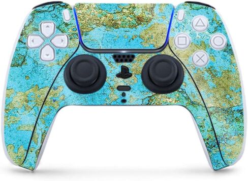 MightySkins Glossy Glitter Gaming Skin for PS5 / Playstation 5 Controller - Wood and Marble | Durable High-Gloss Glitter Finish | Easy to Apply and Change Style | Made in The USA in Saudi Arabia