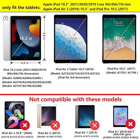 حافظة لجهاز iPad 9th/8th/7th من الجيل 10.2 بوصة 2021/2020/2019، حافظة iPad Air 3rd Gen 10.5 بوصة 2019 وPro 10.5 مع حامل/حامل قلم رصاص [تنبيه/غفو تلقائي] غطاء جلد PU منقوش، فراشة أرجوانية in Kuwait