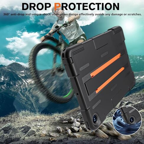 حافظة لجهاز iPad 9th/ 8th/ 7th Generation 10.2 بوصة IP68 مقاومة للماء، مقاومة للسقوط من الدرجة العسكرية، مقاومة للصدمات لكامل الجسم مع واقي شاشة وحامل وحزام يد 10.2 بوصة (أسود) in Kuwait