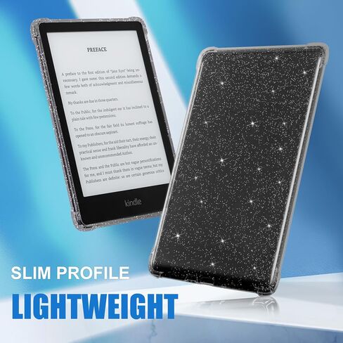 حافظة CoBak الشفافة لجهاز Kindle Paperwhite الجديد تمامًا الجيل الحادي عشر 2021 والإصدار المميز (6.8 بوصة) - غطاء خلفي من السيليكون خفيف الوزن ومقاوم للخدش، أسود لامع in Kuwait