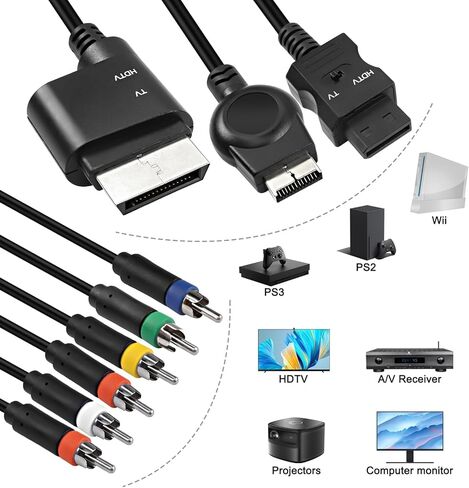 كابل XMSJSIY PS2 PS3 مكون RCA AV HDTV متوافق مع Xbox 360 / WII RCA YPbPr محول كابل محول الصوت والفيديو إلى HDTV EDTV 3 في 1-1.8 متر in Saudi Arabia