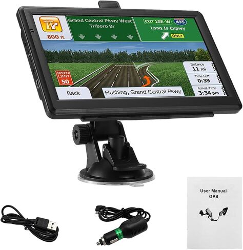 نظام ملاحة GPS للسيارة، أحدث خريطة 7 بوصة تعمل باللمس للسيارة GPS 256 ميجابايت 8 جيجابايت، توجيه صوتي ذكي لاتجاه الانعطاف، يدعم لغات متعددة، تحذير من الضوء الأحمر والسرعة، ملحقات السيارة in Kuwait