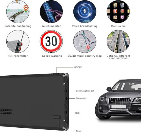 نظام ملاحة GPS للسيارة، أحدث خريطة 7 بوصة تعمل باللمس للسيارة GPS 256 ميجابايت 8 جيجابايت، توجيه صوتي ذكي لاتجاه الانعطاف، يدعم لغات متعددة، تحذير من الضوء الأحمر والسرعة، ملحقات السيارة in Kuwait