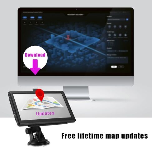 نظام ملاحة GPS للسيارة، أحدث خريطة 7 بوصة تعمل باللمس للسيارة GPS 256 ميجابايت 8 جيجابايت، توجيه صوتي ذكي لاتجاه الانعطاف، يدعم لغات متعددة، تحذير من الضوء الأحمر والسرعة، ملحقات السيارة in Kuwait