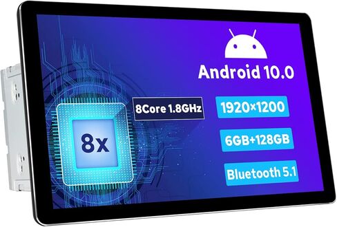 JOYING 10.1 بوصة راديو سيارة مزدوج الدين Android 10 ستيريو سيارة 6 جيجابايت + 128 جيجابايت ستيريو سيارة ملاحة 1920 × 1200 دقة فائقة النحافة شاشة تدعم Android Auto/Carlink/Bluetooth 5.1/DVR/OBD2/كاميرا احتياطية in Kuwait