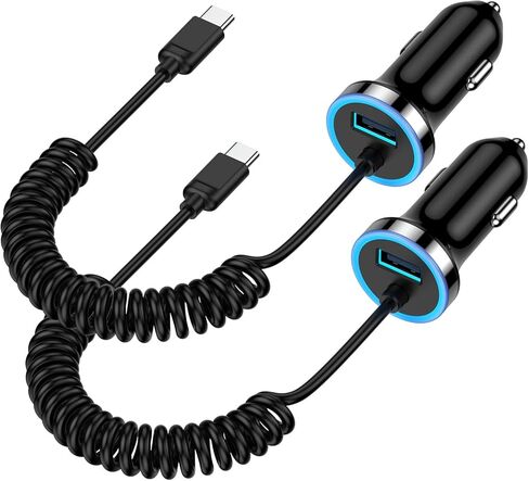 محول شاحن سيارة Pixel 9 Pro، شاحن سيارة مزدوج المنفذ 48 وات، كابل USB C بطول 4 أقدام مدمج لـ Google Pixel 9 Pro Fold 9 Pro XL 8 Pro 7 6، شاحن سيارة سريع من سامسونج لهاتف Galaxy Z Fold6 Z Flip6 S24 Ultra S23 A54 in Kuwait