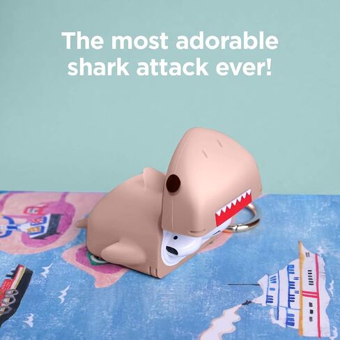 elago Shark AirPods Case Cover Compatible with Apple AirPods Case - Cute 3D Design AirPods Case Cover with Keychain for Apple AirPods 2, 1 (Baby Mint) in Kuwait