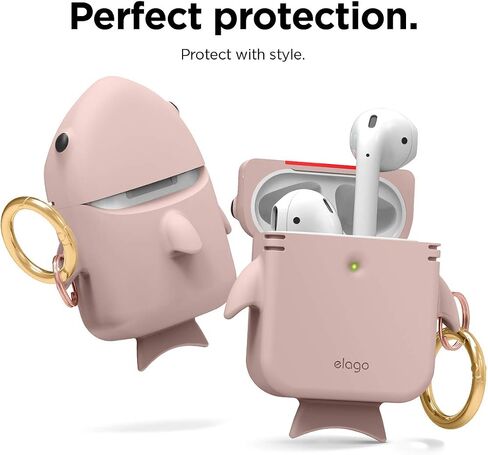 elago Shark AirPods Case Cover Compatible with Apple AirPods Case - Cute 3D Design AirPods Case Cover with Keychain for Apple AirPods 2, 1 (Baby Mint) in Kuwait
