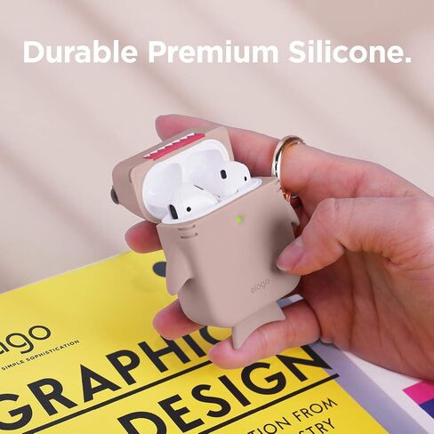 elago Shark AirPods Case Cover Compatible with Apple AirPods Case - Cute 3D Design AirPods Case Cover with Keychain for Apple AirPods 2, 1 (Baby Mint) in Kuwait
