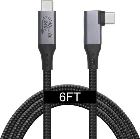 6-Foot USB4 Cable Compatible with Thunderbolt 3, Thunderbolt 4 and USB-C - Supports 8K HD Display, 40gbps Data Transfer, 240W Charging - 90-Degree Right Angle USB-C in Saudi Arabia