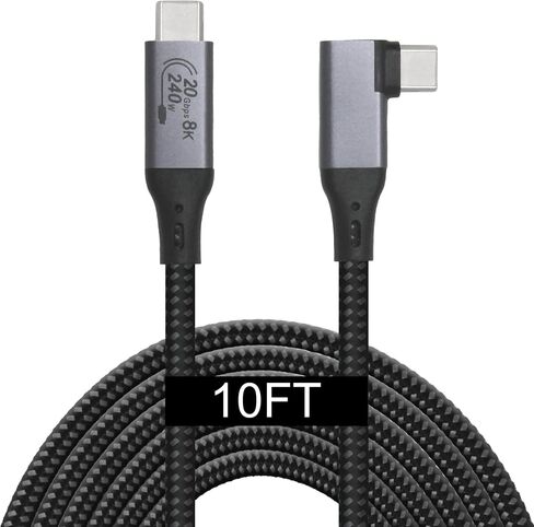 6-Foot USB4 Cable Compatible with Thunderbolt 3, Thunderbolt 4 and USB-C - Supports 8K HD Display, 40gbps Data Transfer, 240W Charging - 90-Degree Right Angle USB-C in Saudi Arabia
