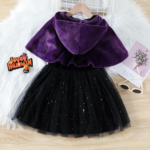 Toddler Girls Witch Halloween Tulle Dress Sets Funny Holiday 2 Pieces Hooded Cape 1-6T in Saudi Arabia