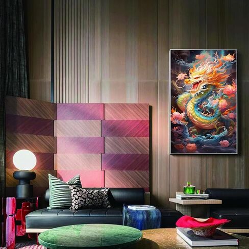 YarnMate Diamond Painting Kits for Adults,Dragon 5D DIY Diamond Art Kits for Adults Beginner,Paint by Diamonds Gem Art for Home Wall Decor Gifts 12X20 Inch in Saudi Arabia