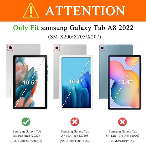 Soke Galaxy Tab A8 Case 10.5 Inch 2022, Shockproof Stand Folio Case, Multi- Viewing Angles, Hard PC Back Cover for Samsung Galaxy Tab A8 Tablet [SM-X200/X205/X207], Black in Saudi Arabia