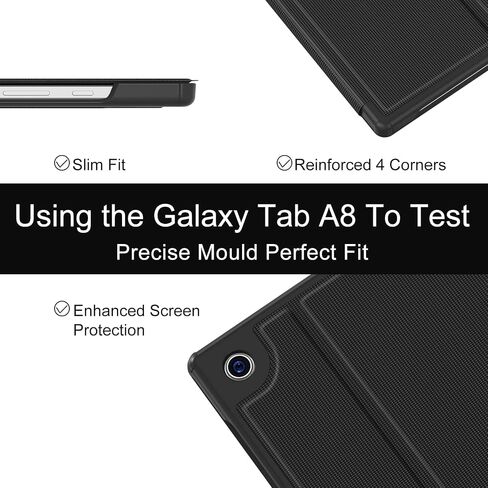 Soke Galaxy Tab A8 Case 10.5 Inch 2022, Shockproof Stand Folio Case, Multi- Viewing Angles, Hard PC Back Cover for Samsung Galaxy Tab A8 Tablet [SM-X200/X205/X207], Black in Saudi Arabia