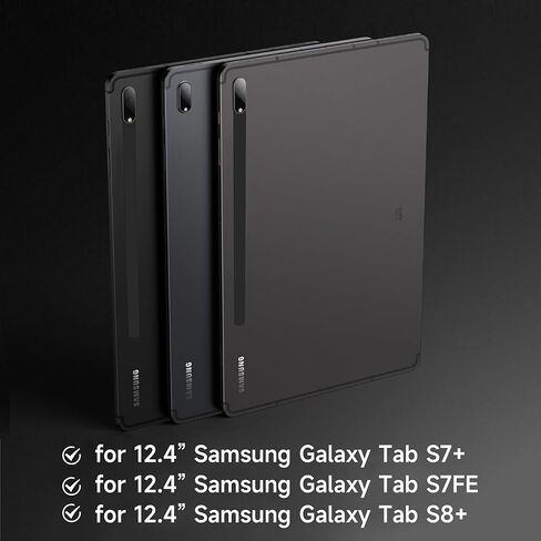 حافظات لوحة المفاتيح nimin قابلة للفصل لجهاز Samsung Galaxy Tab S7+/S8+/S7FE مقاس 12.4 بوصة، حامل قلم S مدمج، لوحة التتبع، إضاءة خلفية 7 ألوان، مفاتيح الاختصار، حامل زوايا عرض لا نهائية، النوم/الاستيقاظ التلقائي in Saudi Arabia