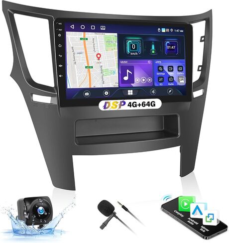 UNITOPSCI 4G + 64G راديو السيارة أندرويد لسوبارو ليجاسي Outback 2010-2014 Wireless CarPlay Android Auto Bluetooth 5.0 GPS Mirror Link 9 بوصة 1280*720 شاشة تعمل باللمس DSP 32 EQ FM/RDS WiFi + ميكروفون كاميرا احتياطية in Kuwait