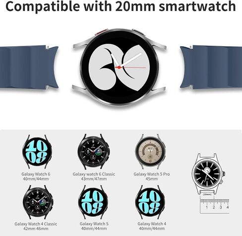 سوار بدون فجوة 20 مم متوافق مع ساعة Samsung Galaxy Watch 7/6/5/4 44 مم 40 مم/ساعة 5 Pro/Galaxy Watch 6 حزام كلاسيكي 47 مم 43 مم/ساعة 4 حزام كلاسيكي/، سوار رياضي من السيليكون قابل للتعديل للنساء والرجال in Kuwait