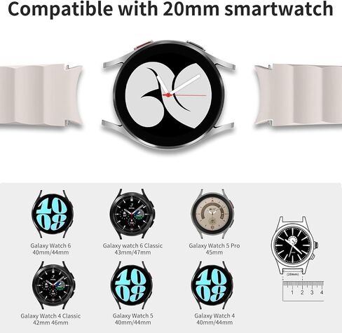 سوار بدون فجوة 20 مم متوافق مع ساعة Samsung Galaxy Watch 7/6/5/4 44 مم 40 مم/ساعة 5 Pro/Galaxy Watch 6 حزام كلاسيكي 47 مم 43 مم/ساعة 4 حزام كلاسيكي/، سوار رياضي من السيليكون قابل للتعديل للنساء والرجال in Kuwait